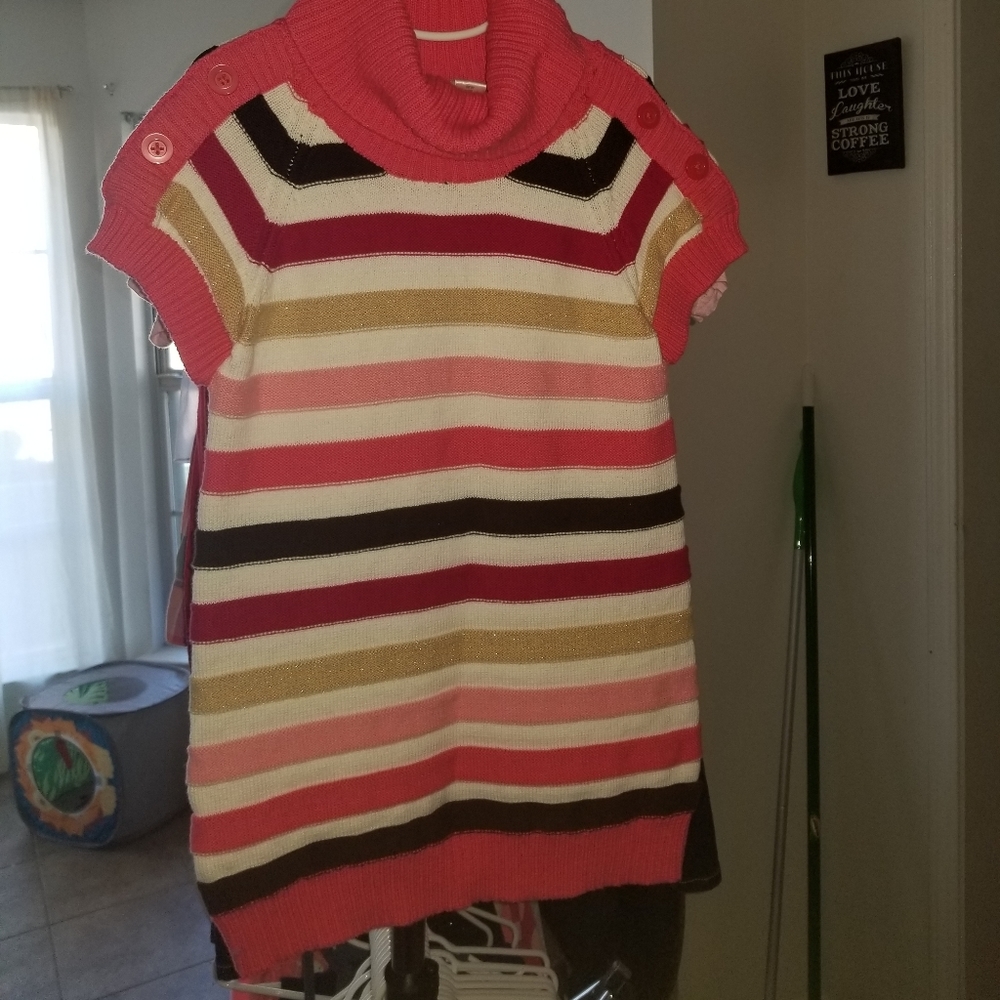 Striped Cowl Neck Tunic Sweater